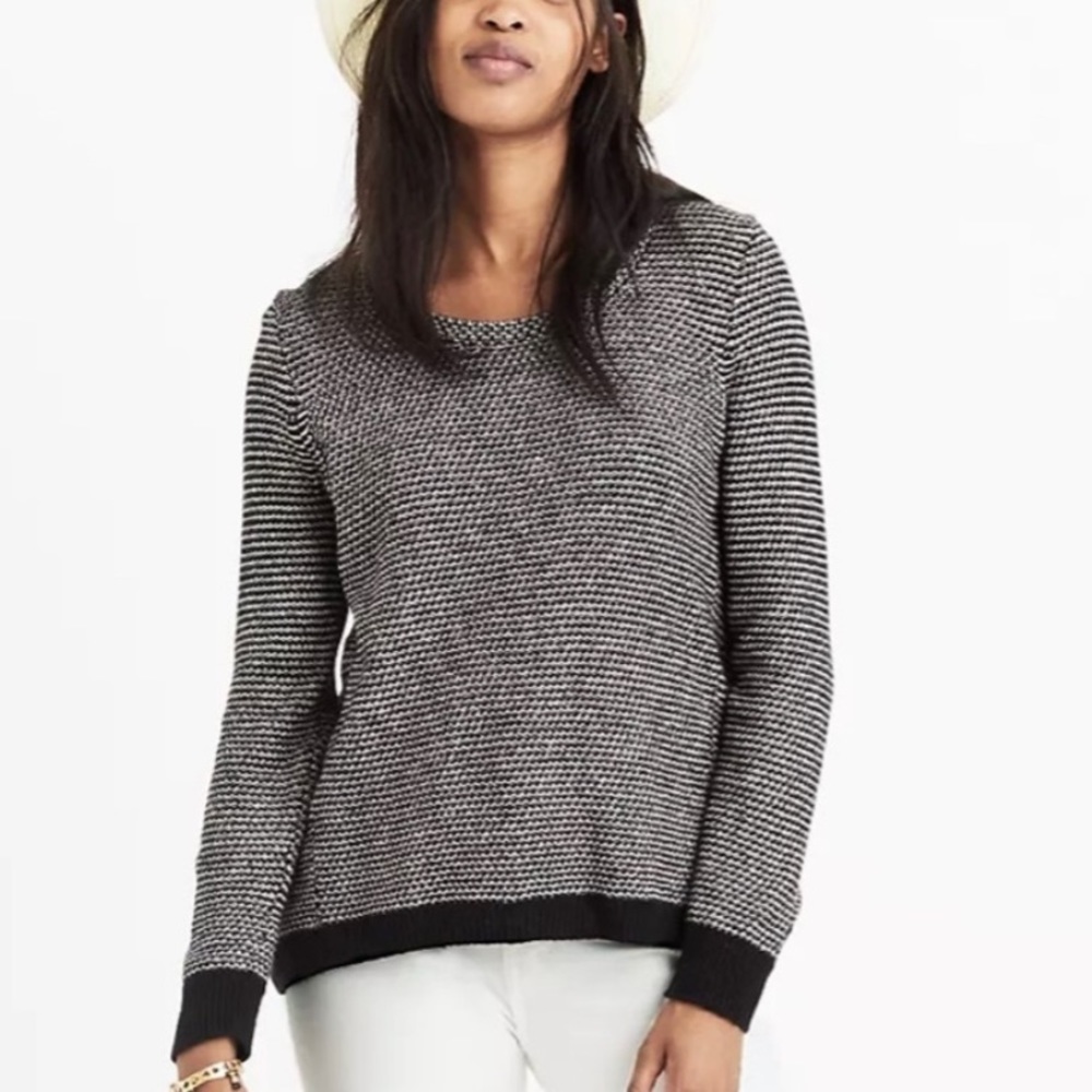 Madewell black and white textured sweater